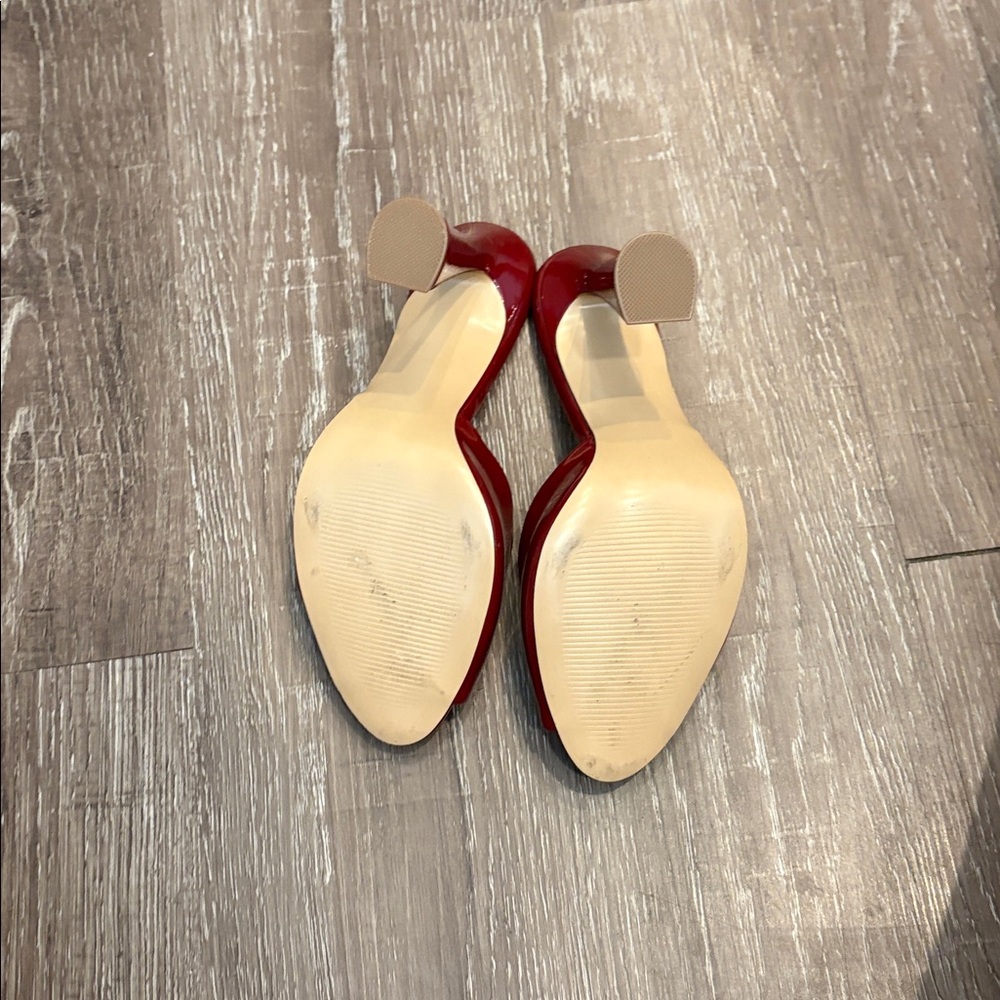 Steve Madden Red Patent Peep-Toe Mules - Picture 5 of 5